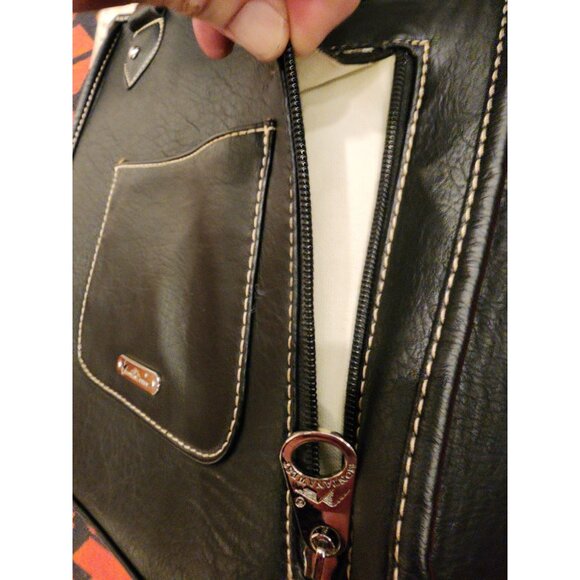 NEW Montana West Sugar Skull Studded PU Leather Handbag Black Multicolor - Picture 3 of 16